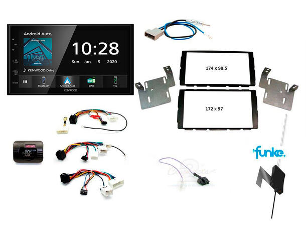 Kenwood komplett headunit pakke Nissan Juke (14-->)/Micra (14-16)/Note (13-->)