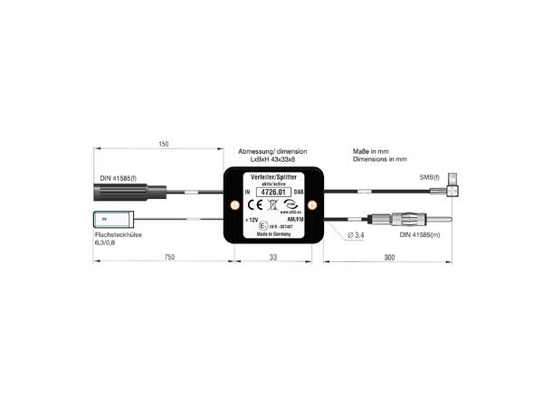 ATTB FM/DAB splitter - SMB DIN (Han) -> DIN (Hun)