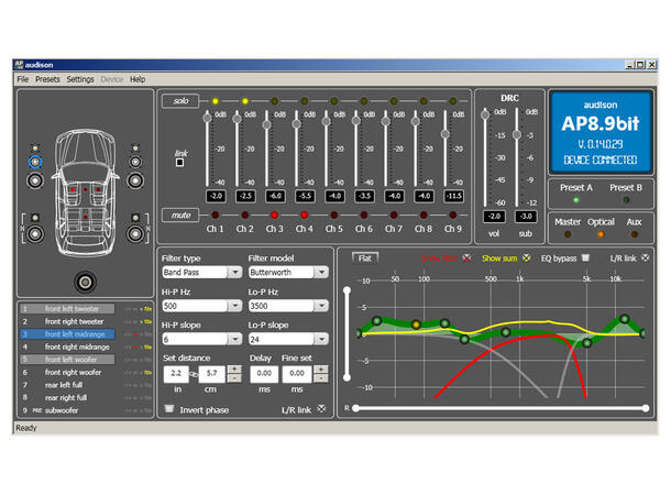 Audison Prima 8/9-kanals forsterker 520W RMS  @ 2ohm