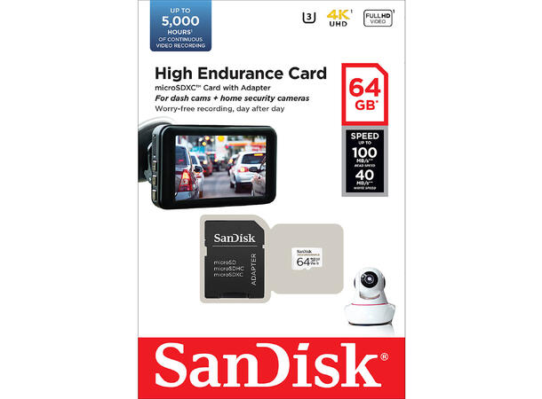 Sandisk 64GB High Endurance SD kort Designet for dashcam! 