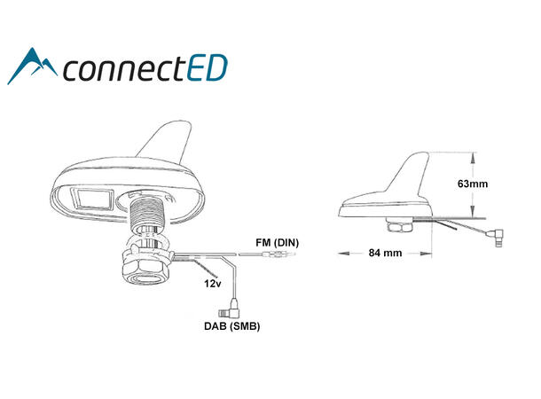 ConnectED FM/DAB-haifinneantenne For montering på tak