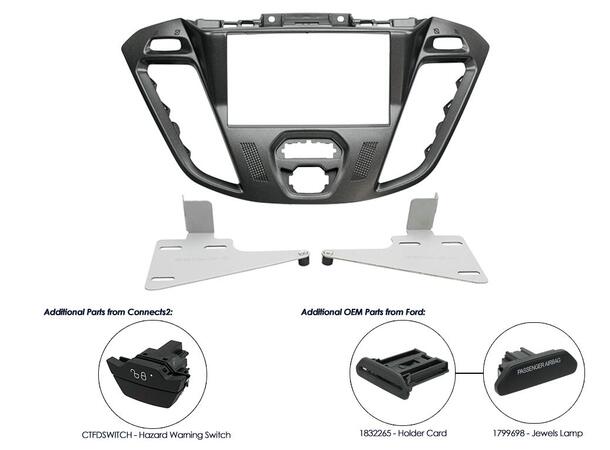 Connects2 Premium monteringsramme 2-DIN Ford Transit Custom (2013 - 2018) Koks