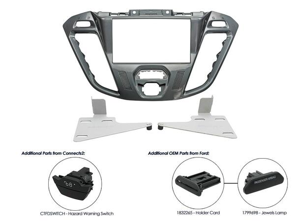 CONNECTS2 Premium monteringsramme 2-DIN Ford Transit Custom (2013 - 2018) Piano