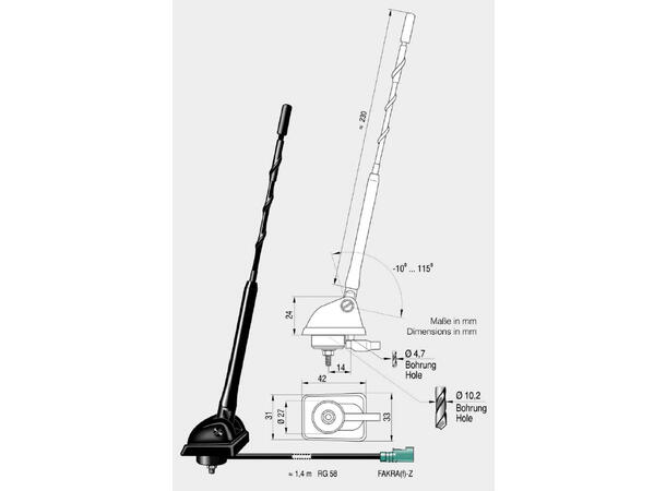 ATTB DAB-antenne - Fakra Passiv antenne for montering på tak