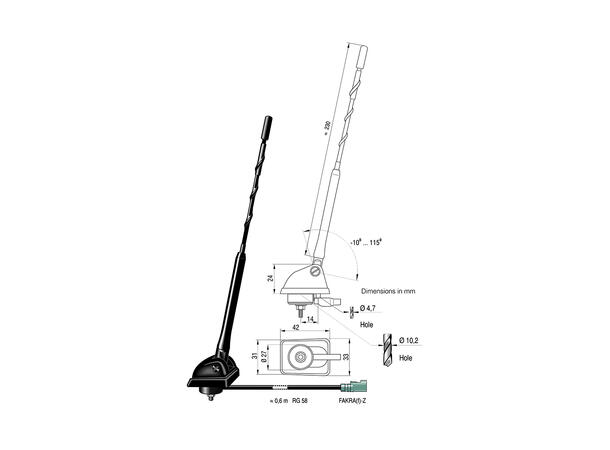 ATTB DAB-antenne - Fakra Passiv antenne for montering på tak