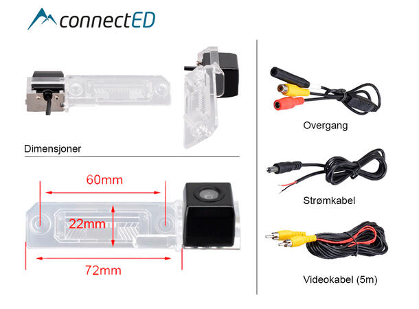 ConnectED Ryggekamera (skiltlys) (CVBS) Skoda/Volkswagen (2001 -->)
