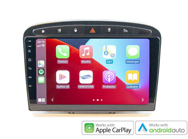 Hardstone 9" Apple CarPlay/Android Auto 308/RCZ (2007-2015) m/ryggesensorer Sort