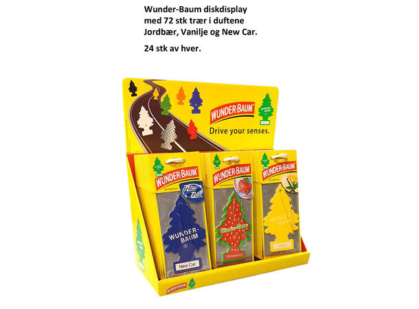 Wunder-Baum Diskdisplay m/72 stk 72 stk, 3 forskjellige dufter 
