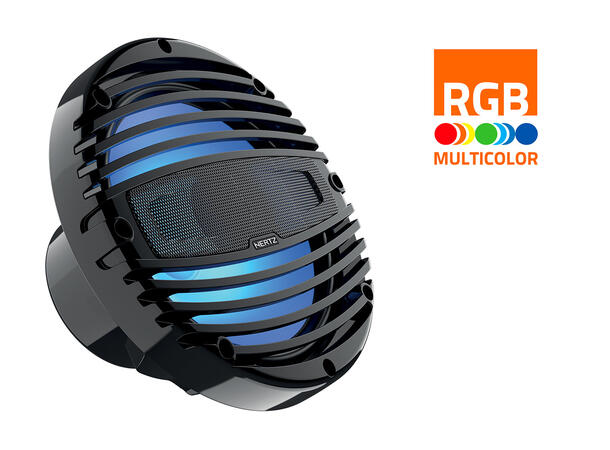 Hertz HMX8LDTC, 8,8" koaxial 2-veis sort Sprutsikker IP65, 200W, RGB-LED 
