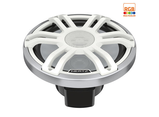 Hertz HMX8SLDSW 8" koaxial 2-v hvit LED Sprutsikker IP65, 200W RGB LED-lys 