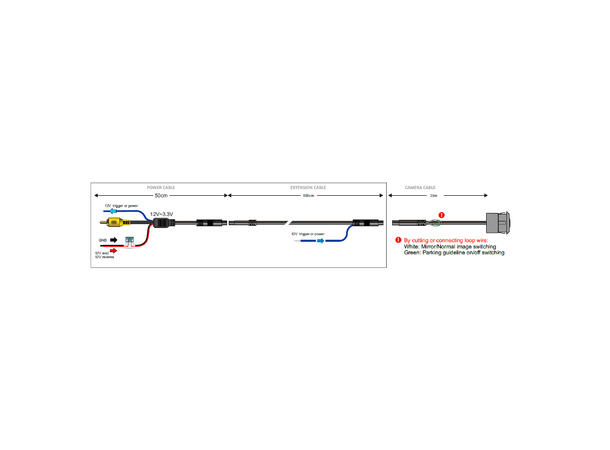 Ampire Ryggekamera - Universalt (CVBS) NTSC - 7 meter kabel