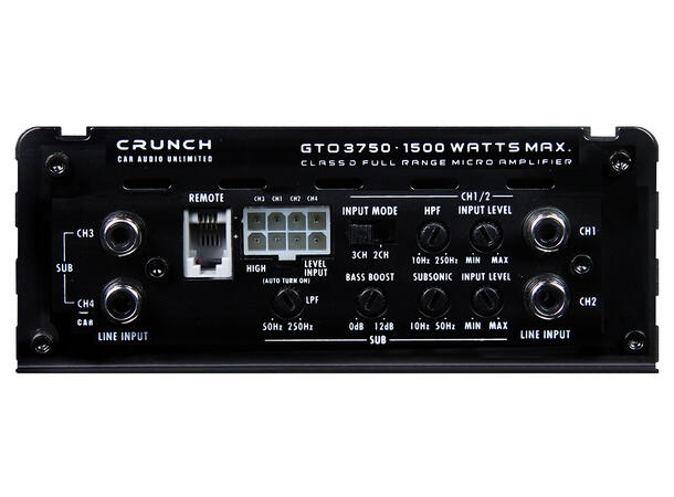CRUNCH GTO3750, 3-kanals forsterker Class D Digital 3-kanals forsterker 