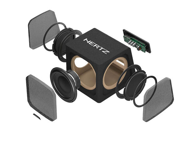 Hertz DBA201  8" Aktiv Subwoofer 440W max doble slaveelementer 
