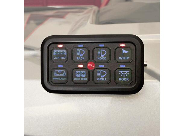 Metra LED bryterpanel 8 brytere med utskiftbare symboler 
