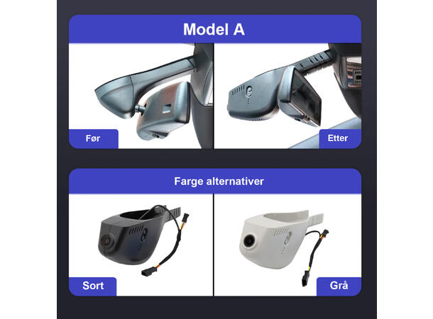 FITCAMX Integrert 4K Dashcam (foran) VW/Skoda (2015 -->) "Model A" Sort 