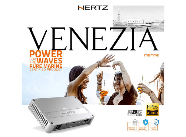 Hertz Marine Venezia V4C 4-kanals forst 4x190 w @ 2 ohm, 4x110 w @ 4 ohm 