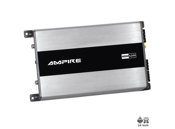 Ampire 4-kanals forsterker - 24V 4 x 70Watt @ 4 Ohm