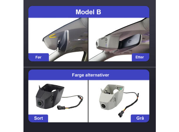 FITCAMX Integrert 4K Dashcam (front) VW/Skoda (2015 -->) "Model B" Sort