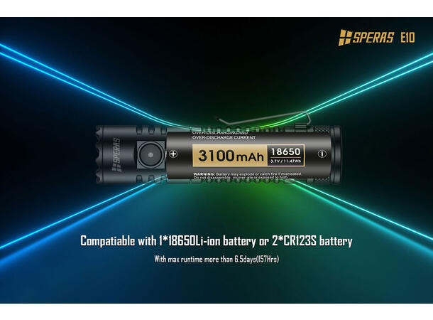 Speras E10 lommelykt 1300lm / 175 meter kastelengde 