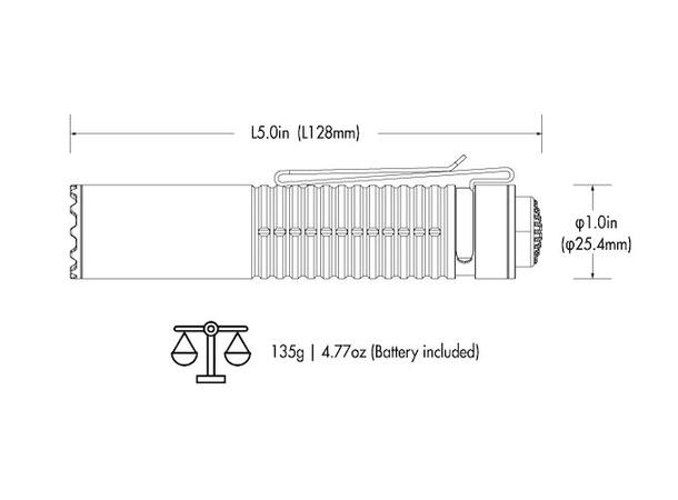Speras E21 lommelykt i titanium legering 2000lm / 322 meter kastelengde 