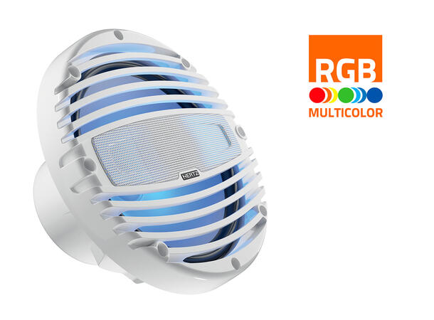 Hertz HMX8LDTW, 8,8" koaxial 2-veis hvit Sprutsikker IP65, 200W, RGB-LED