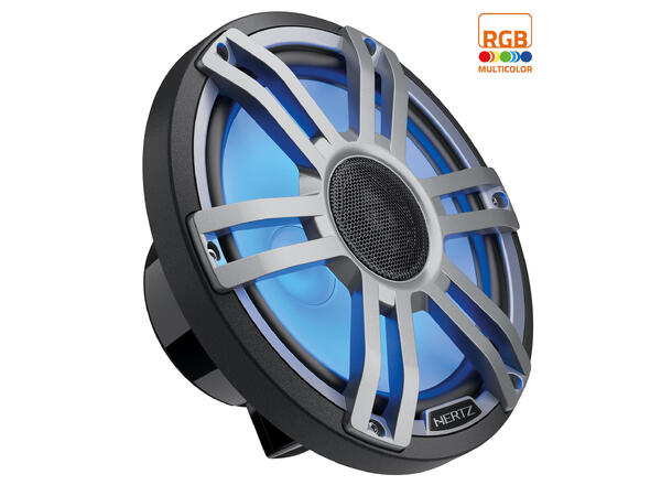 Hertz HMX8SLDG 8" koaxial 2-v grå LED Sprutsikker IP65, 200W RGB LED-lys 
