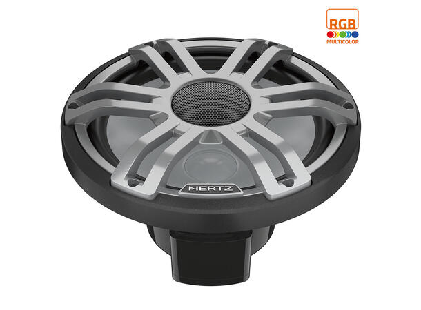Hertz HMX8SLDG 8" koaxial 2-v grå LED Sprutsikker IP65, 200W RGB LED-lys 