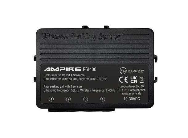 Ampire parkeringshjelp 4-veis Matt svart, sensormontering bakfra 