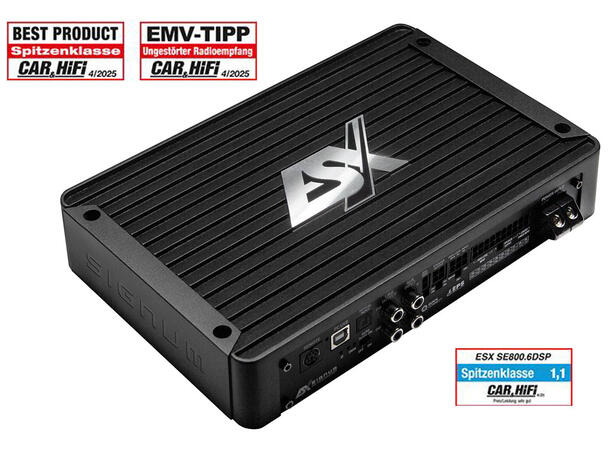ESX 6-kanals DSP-forsterker 750W RMS i 2 Ohm