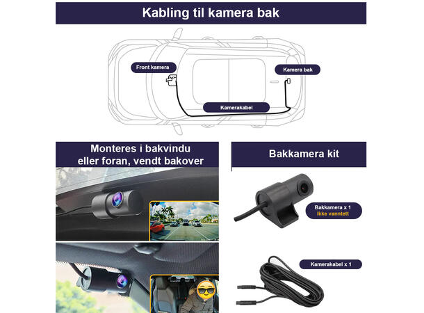 FITCAMX Integrert 4K Dashcam (foran+bak) Toyota Yaris (2015 - 2019)