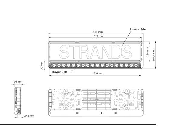 Strands integrert LED-lys i skiltholder! Oppgradert! Nuuk E-line 8100 lumen