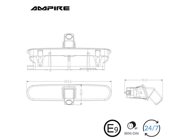Ampire Ryggekamera (CVBS) Doblo (2011-->)/Combo (2012-2018) 